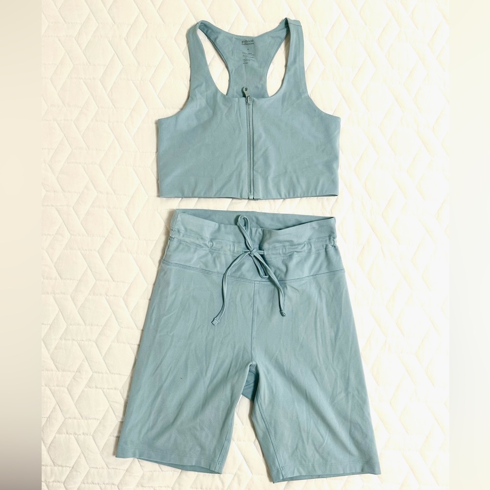Girlfriend Collective Set: Zip-up Bra, Bike Shorts Size M